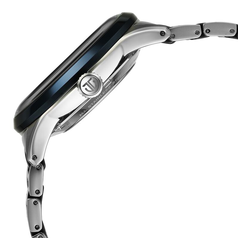 Titan Ceramic Fusion Automatic Blue Dial Silver Watch for Men - 90174KD02 - KRISHNA WATCH COMPANY
