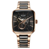 Titan Ceramic Fusion Automatic Square Black Dial Watch for Men - 90175KD03