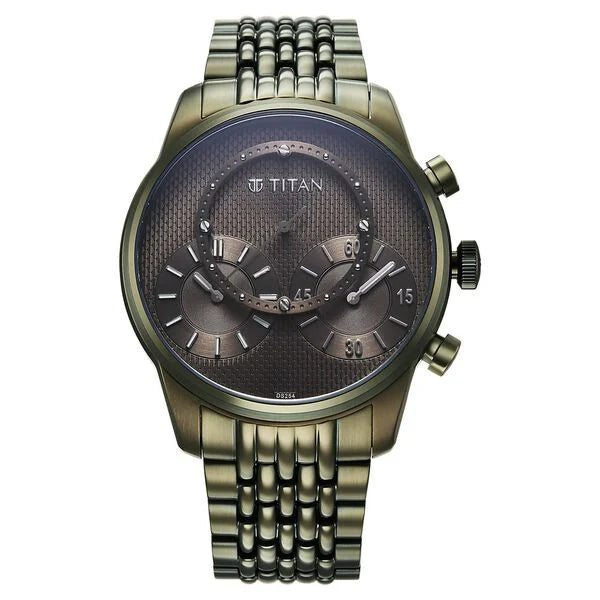 Titan Micromotors Olive Dial Watch for Men 90179qm01 - KRISHNA WATCH COMPANY