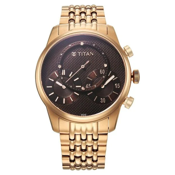 Titan Micromotors Rose Gold dial Watch for Men 90179wm01 - KRISHNA WATCH COMPANY