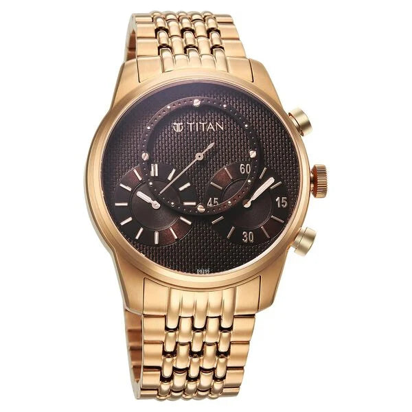 Titan Micromotors Rose Gold dial Watch for Men 90179wm01 - KRISHNA WATCH COMPANY