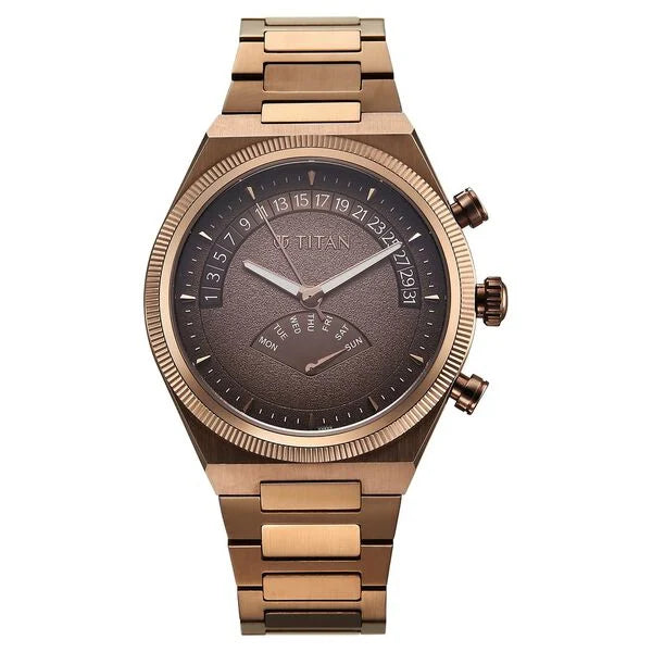 Titan Micromotors Brown Dial Watch for Men 90180qm01 - KRISHNA WATCH COMPANY