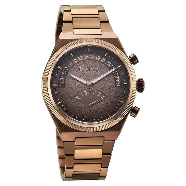 Titan Micromotors Brown Dial Watch for Men 90180qm01 - KRISHNA WATCH COMPANY