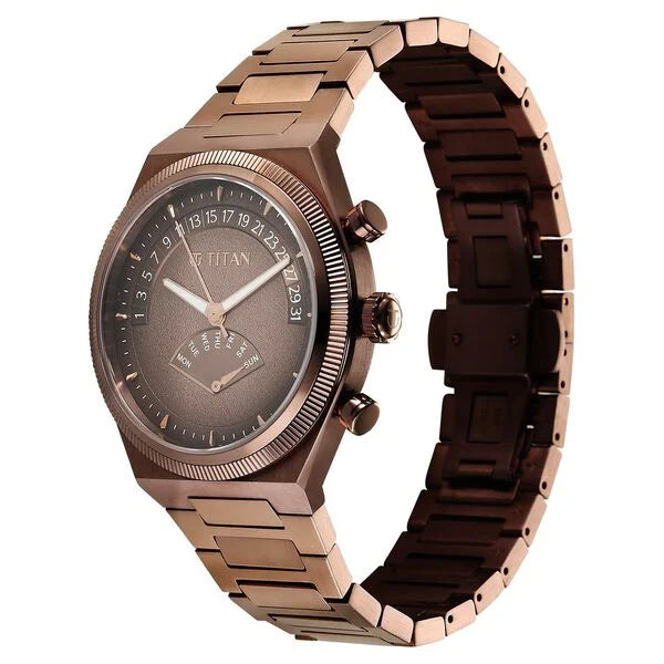 Titan Micromotors Brown Dial Watch for Men 90180qm01