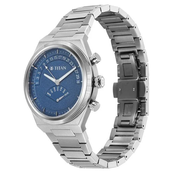 Titan Micromotors Blue Dial Watch for Men 90180sm01 - KRISHNA WATCH COMPANY