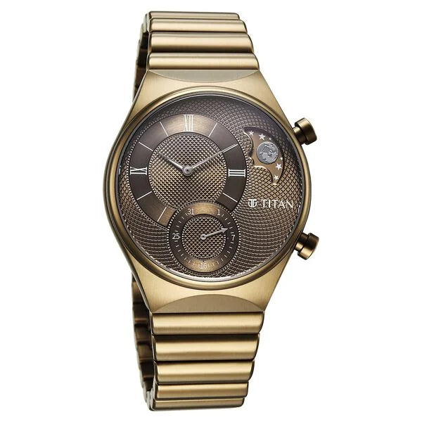 Titan Micromotors Khaki Dial Watch for Men 90181qm01 - KRISHNA WATCH COMPANY