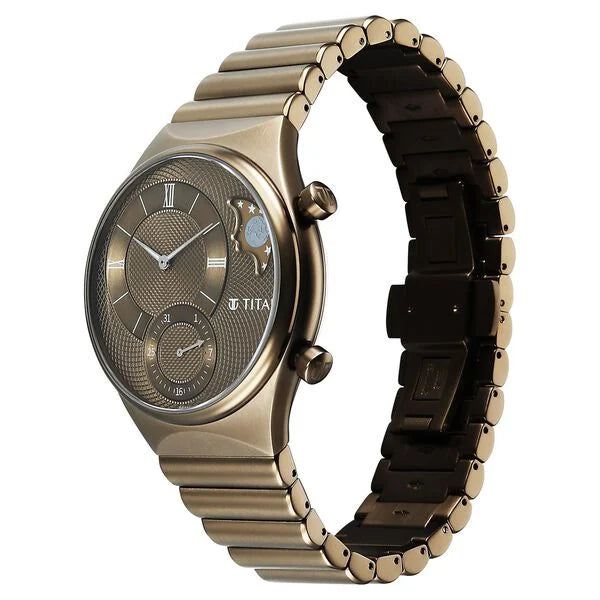Titan Micromotors Khaki Dial Watch for Men 90181qm01