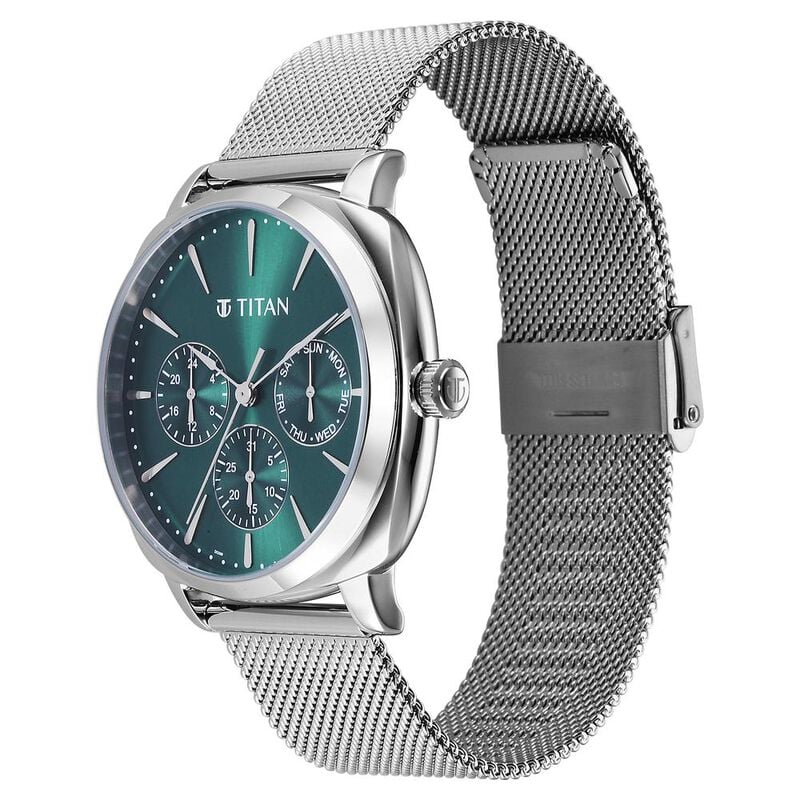 Titan Classique Suave Quartz Green Dial Silver for Men - 90189SM01 - KRISHNA WATCH COMPANY