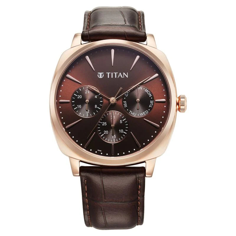 Titan Classique Suave Quartz Brown Dial Watch for Men - 90189WL01 - KRISHNA WATCH COMPANY