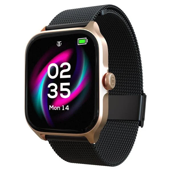 Titan Zeal with 4.69 cm AMOLED Display with AOD, Functional Crown, BT Calling, Smartwatch with Black Mesh Strap 90196am02 - KRISHNA WATCH COMPANY