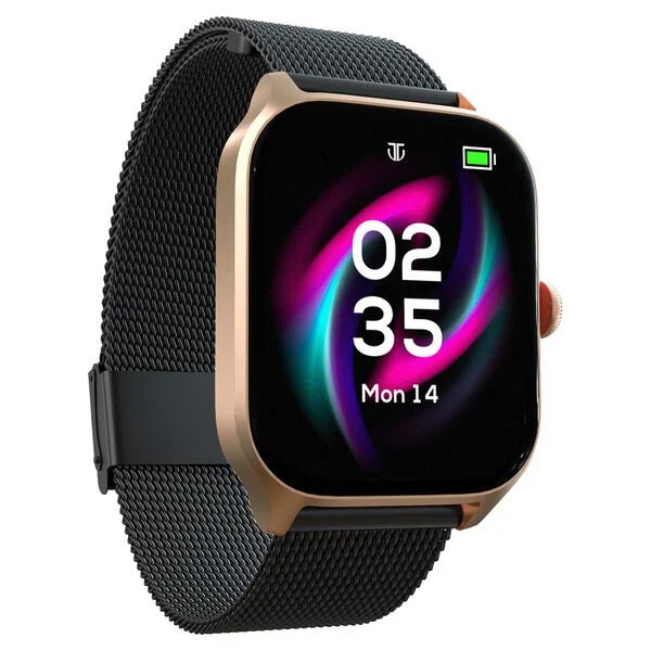Titan Zeal with 4.69 cm AMOLED Display with AOD, Functional Crown, BT Calling, Smartwatch with Black Mesh Strap 90196am02 - KRISHNA WATCH COMPANY