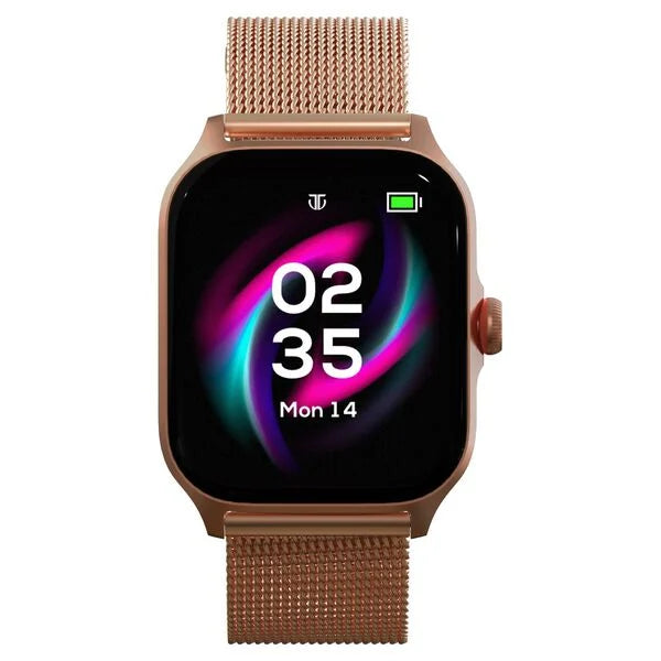Titan Zeal with 4.69 cm AMOLED Display with AOD, Functional Crown, BT Calling, Smartwatch with Rose Gold Mesh Strap 90196am03 - KRISHNA WATCH COMPANY