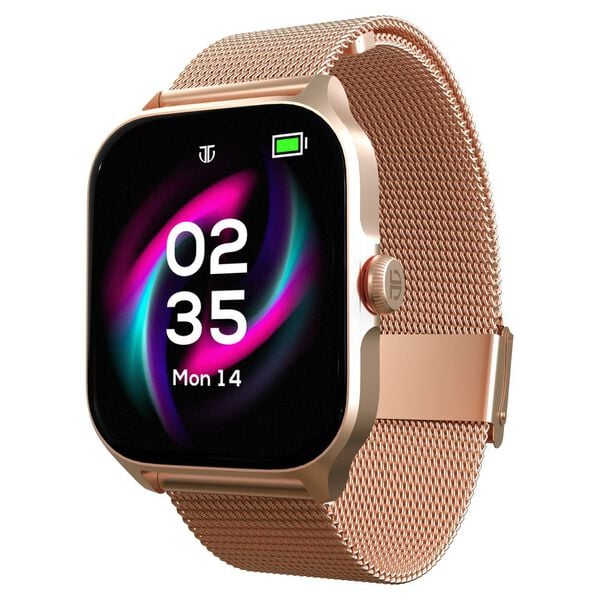 Titan Zeal with 4.69 cm AMOLED Display with AOD, Functional Crown, BT Calling, Smartwatch with Rose Gold Mesh Strap 90196am03 - KRISHNA WATCH COMPANY