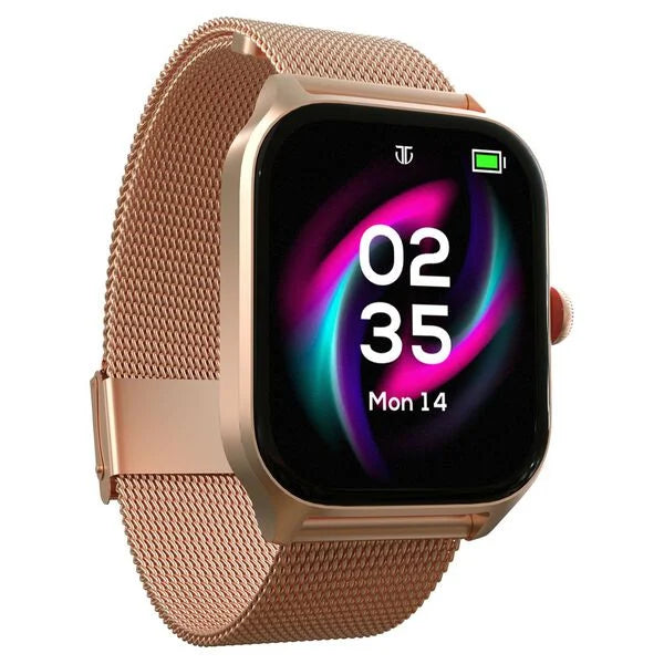 Titan Zeal with 4.69 cm AMOLED Display with AOD, Functional Crown, BT Calling, Smartwatch with Rose Gold Mesh Strap 90196am03 - KRISHNA WATCH COMPANY