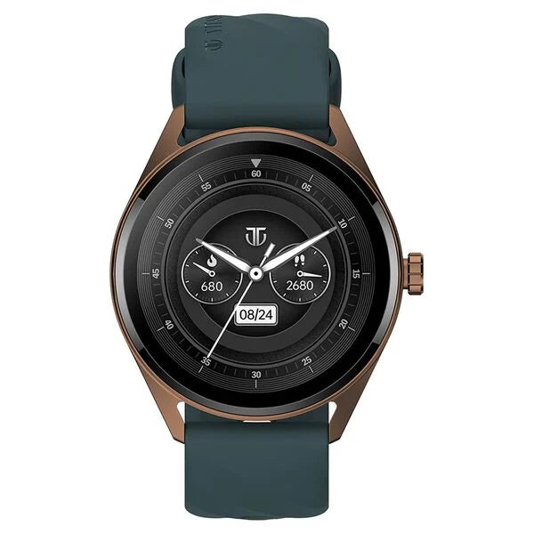 Titan Crest with 3.63 cm AMOLED Display with AOD, Functional Crown, BT Calling, Premium Smartwatch with Teal Strap 90197ap03
