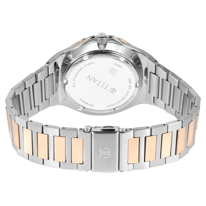 Titan Classic Slim Multifunction Quartz Multifunction Silver Dial Watch For Men - 90198KM01 - KRISHNA WATCH COMPANY