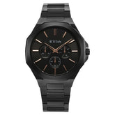 Titan Classic Slim Multifunction Quartz Multifunction Black Dial Watch For Men - 90198NM01