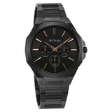 Titan Classic Slim Multifunction Quartz Multifunction Black Dial Watch For Men - 90198NM01