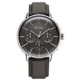Titan Light leathers Multifunction Anthracite Dial Leather Strap Watch For Men 90200sl02