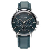 Titan Light leathers Multifunction Silver Dial Leather Strap Watch For Men 90200sl03