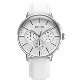 Titan Light leathers Multifunction Silver Dial Leather Strap Watch For Men 90200sl04