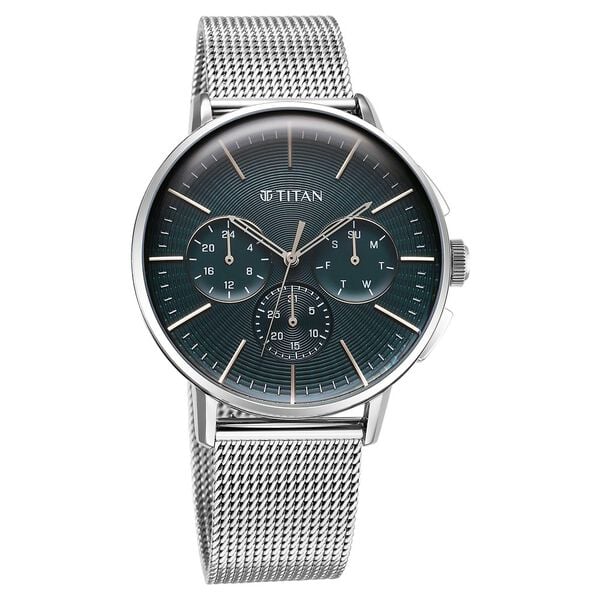 Titan Light leathers Multifunction Anthracite Dial Stainless Steel Strap Watch For Men 90200sm01 - KRISHNA WATCH COMPANY