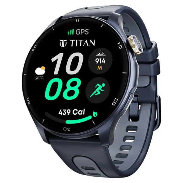 Titan Celestor Advanced GPS & Barometer 3.6 CM AMOLED Display with AOD, Pizoelectric Functional Crown Aurora Blue 90206ap02 - KRISHNA WATCH COMPANY