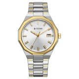 Titan Regalia Dodecagon Quartz Analog with Date Silver Dial Two Toned Stainless Steel Strap Watch For Men 90212bm01