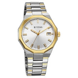 Titan Regalia Dodecagon Quartz Analog with Date Silver Dial Two Toned Stainless Steel Strap Watch For Men 90212bm01