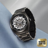 Titan Nexus Skeletal Automatic Analog with Gun Dial Gun Stainless Steel Strap Watch for Men 90221qm02