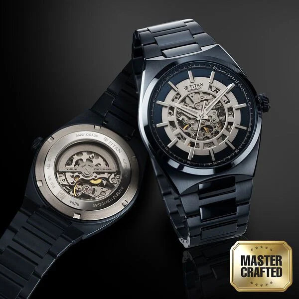 Titan Nexus Skeletal Automatic Analog with Blue Dial Blue Stainless Steel Strap Watch for Men 90221qm03