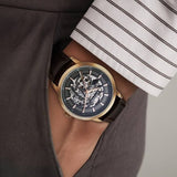 Titan Phoenix Skeletal Automatic Analog with Gun Dial Brown Leather Strap Watch for Men 90223wl01 - KRISHNA WATCH COMPANY