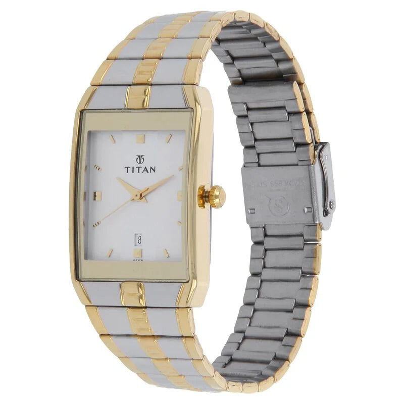 Titan Quartz Analog with Date Silver Dial Stainless Steel Strap Watch for Men 9151BM01 - KRISHNA WATCH COMPANY