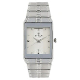 Titan White Dial Silver Stainless Steel Strap Watch - 9151SM01