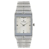 Titan White Dial Silver Stainless Steel Strap Watch - 9151SM01