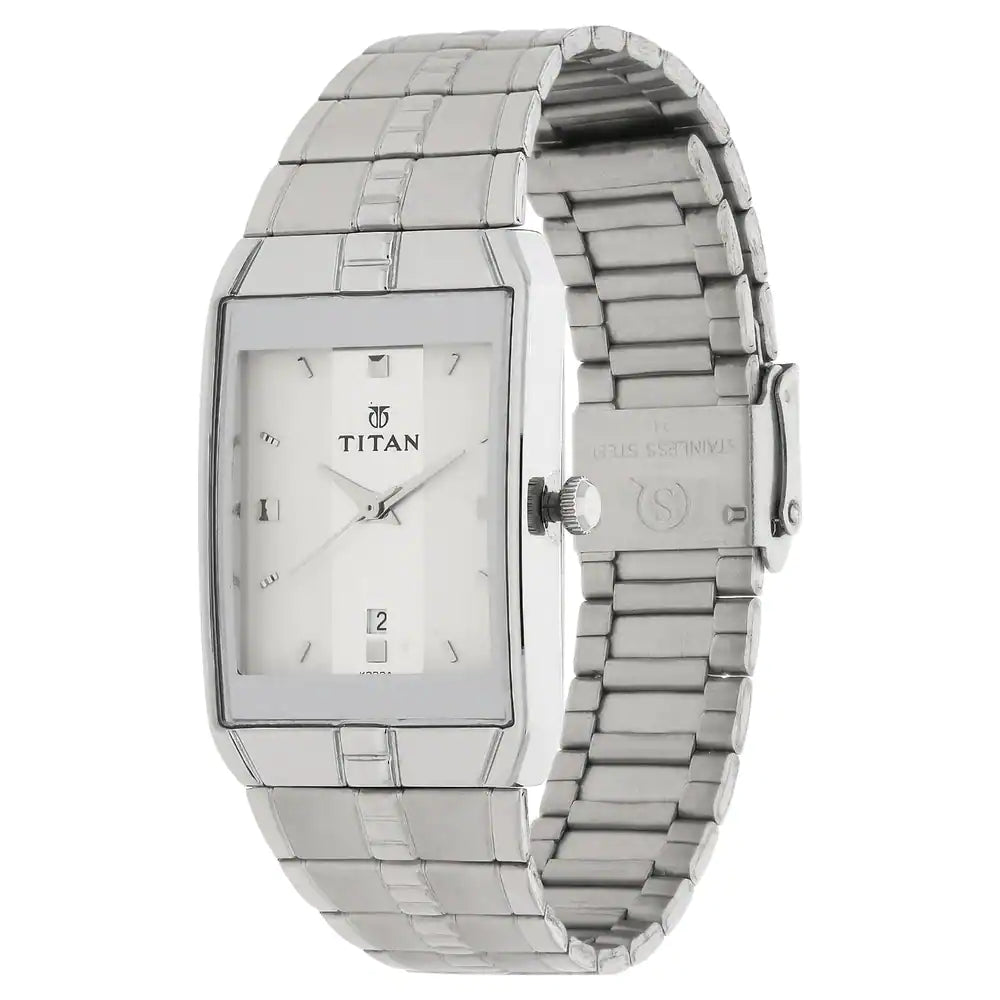 Titan White Dial Silver Stainless Steel Strap Watch - 9151SM01 - KRISHNA WATCH COMPANY