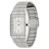 Titan White Dial Silver Stainless Steel Strap Watch - 9151SM01