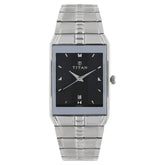 Titan Black Dial Silver Stainless Steel Strap Watch 9151SM02