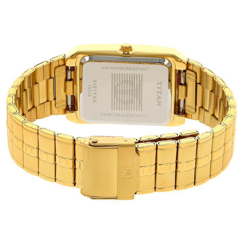 Titan Golden Dial Analog with DateMetal Strap watch for Men - 9151YM03 - KRISHNA WATCH COMPANY