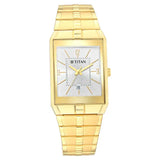 Titan White Dial Metal Strap Watch 9151YM06