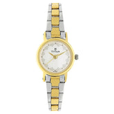Titan Quartz Analog White Dial Stainless Steel Strap Watch for Women / 917BM01