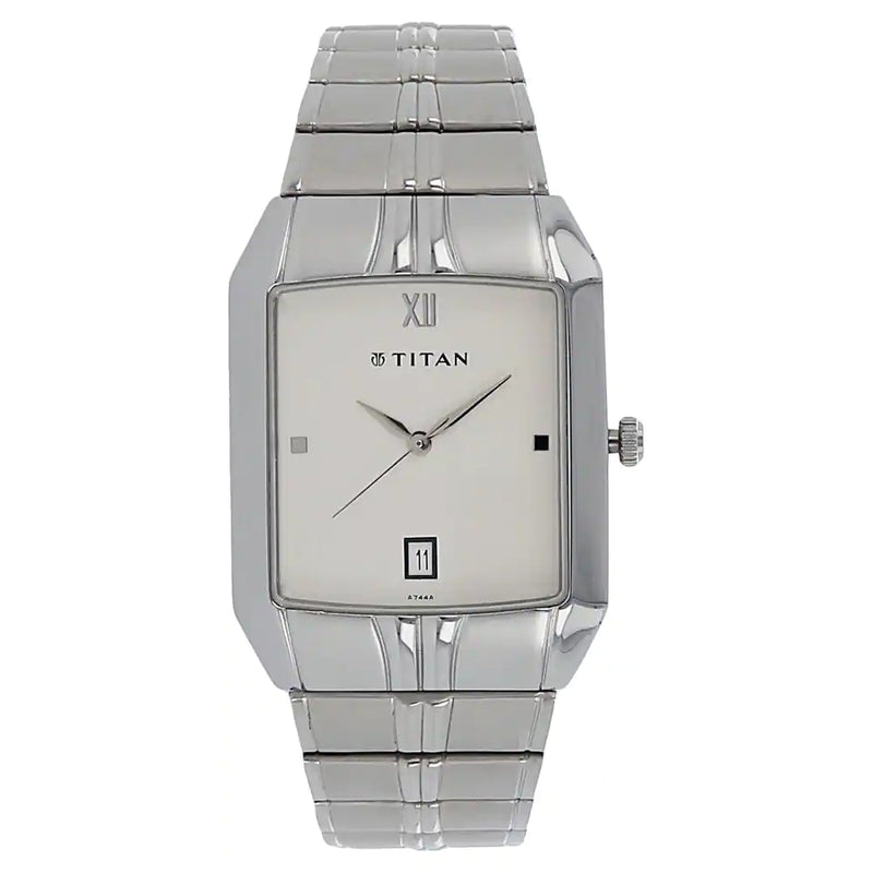 TITAN White Dial Silver Metal Strap Watch - 9264SM01