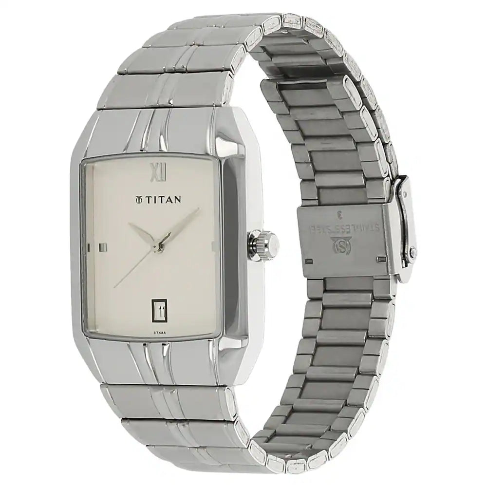 TITAN White Dial Silver Metal Strap Watch - 9264SM01