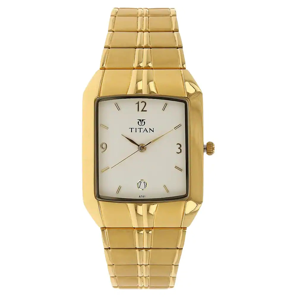 Titan White Dial Golden Metal Strap Watch NN9264YM01 (A741A) - KRISHNA WATCH COMPANY
