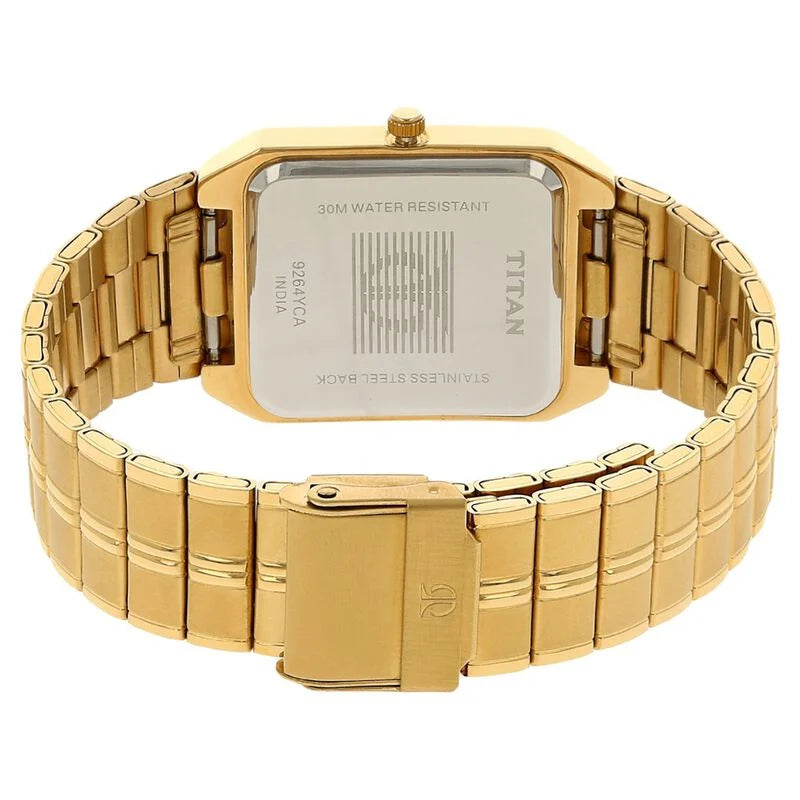 Titan Rectangle White Dial Analog with Date Metal Strap Watch for Men 9264YM01 - KRISHNA WATCH COMPANY