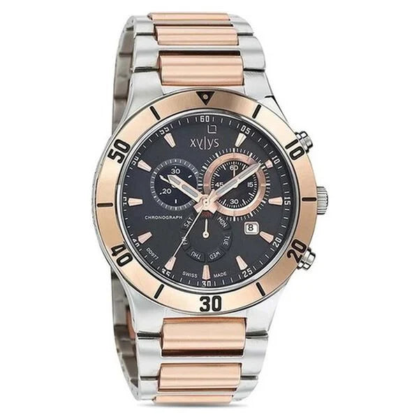 Xylys Swiss Chronograph Stainless Steel Black Dial Watch for Men 9295km02