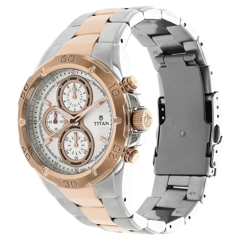 Titan Regallia Rose Gold Chronograph Watch for Men - 9308KM01 - KRISHNA WATCH COMPANY
