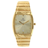 Titan Rectangle Champagne Dial Analog with Date watch for - 9315YM02
