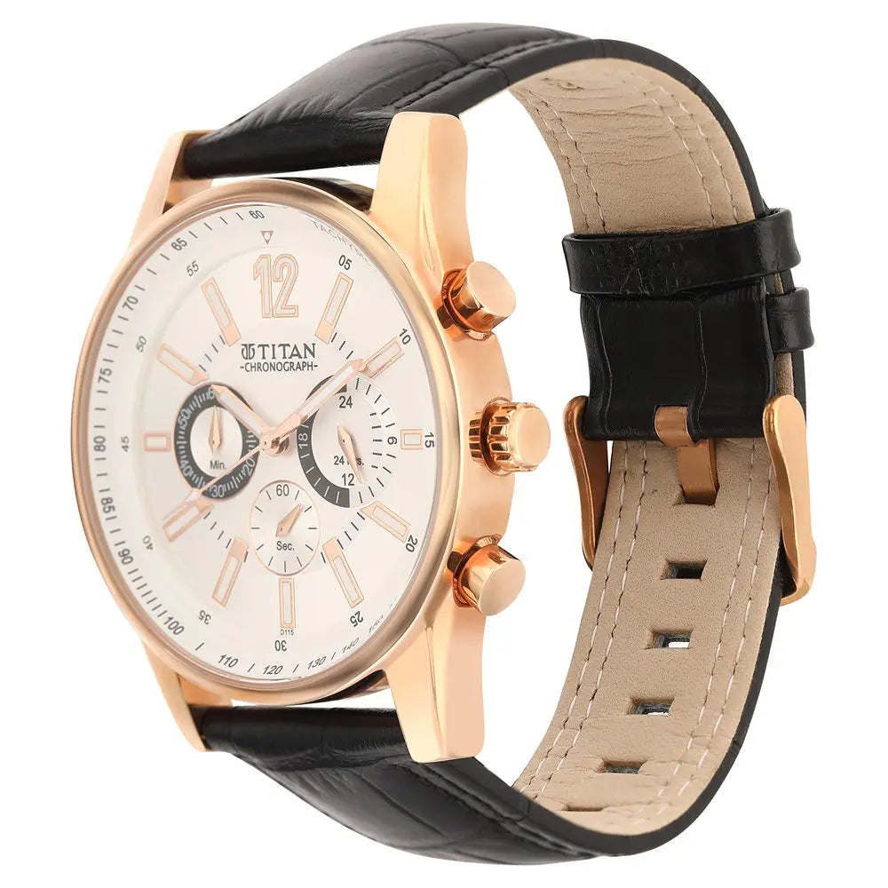 Titan Octane Silver Dial Leather Strap Watch NP9322WL01 - KRISHNA WATCH COMPANY