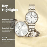 Titan Quartz Analog with Date Rose Gold Dial Stainless Steel Strap Watch for Couple / 9400294202WM01P